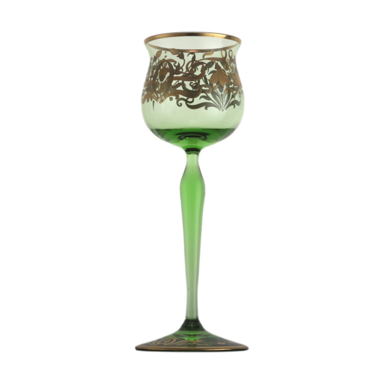 Bohemian Art Nouveau / Josephinenhutte Enamel Hock Wine Glass 19.5cm