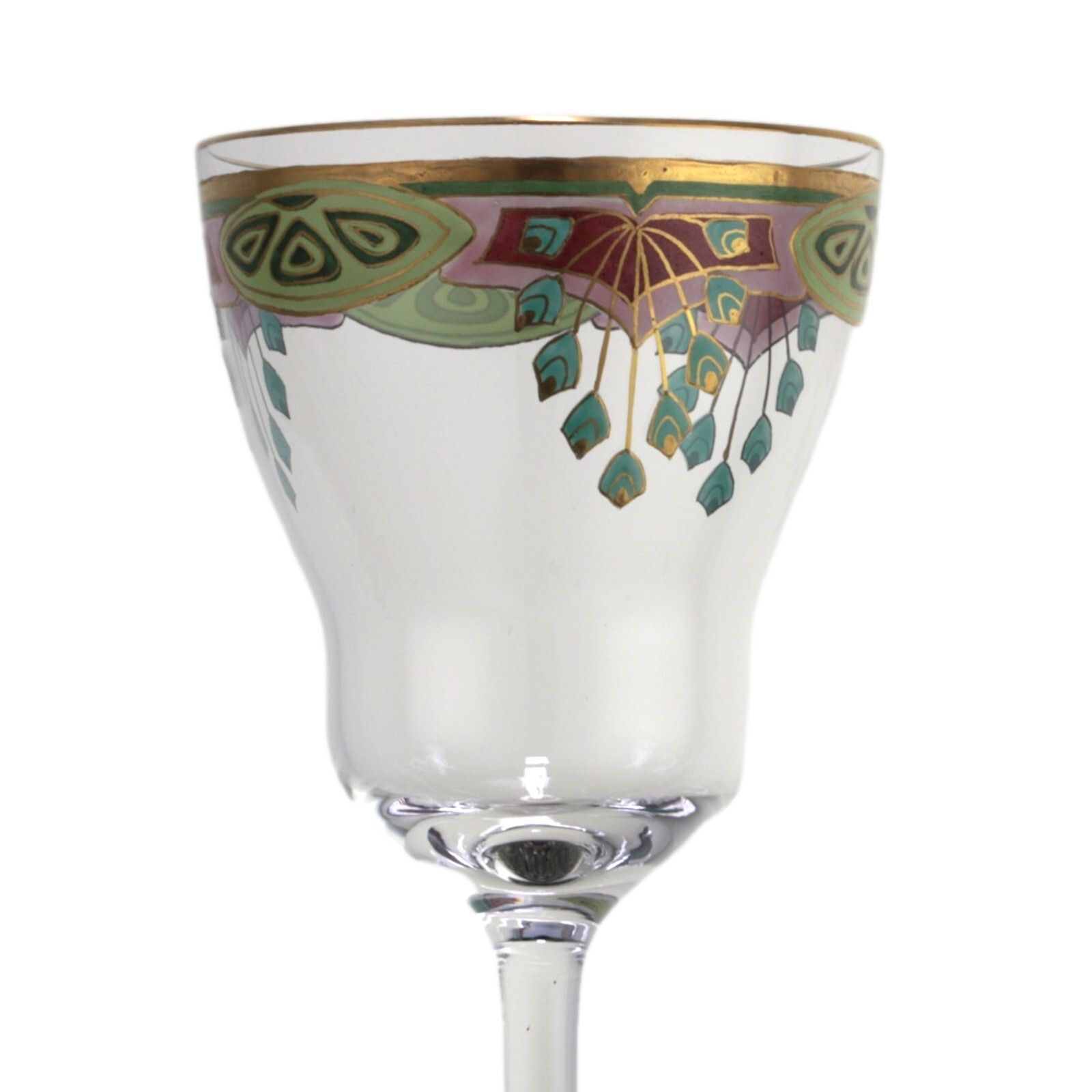 Meyr's Neffe Art Nouveau / Secessionist Enamel Hock Wine Glass 20cm photo for sale