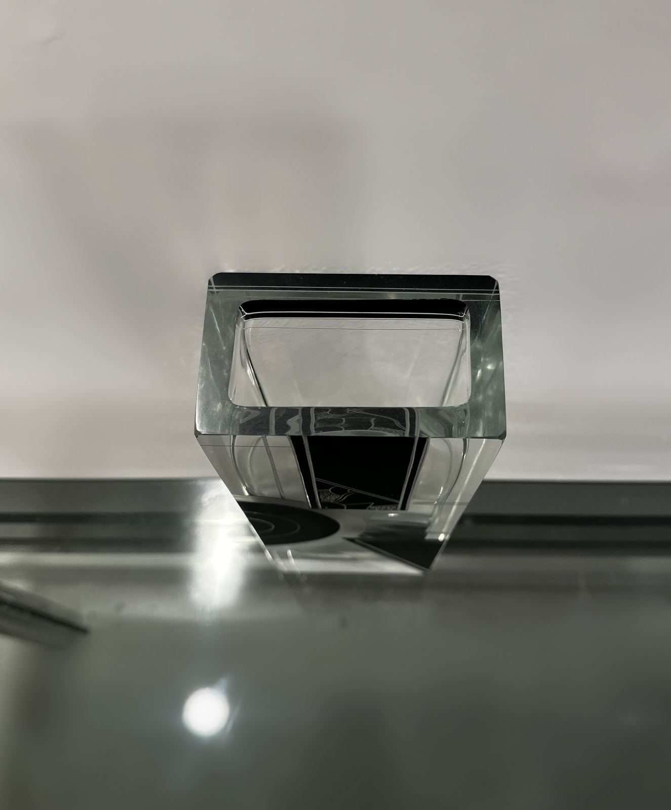 photo furniture Art Deco Acid Etched Black Glass Vase By Karl Palda, 1930