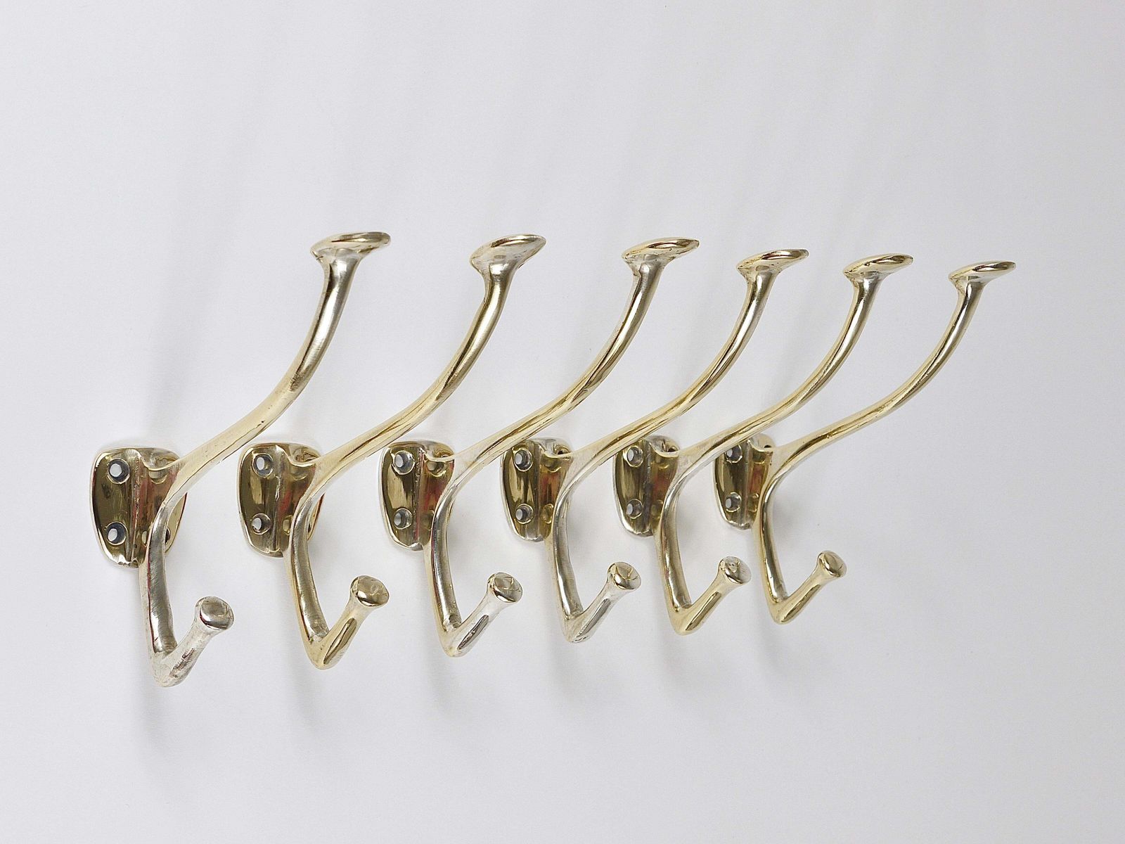 Up To 6 Adolf Loos Art Nouveau Nickel Brass Wall Hooks Café Capua Vienna, 1900s photo 849.0