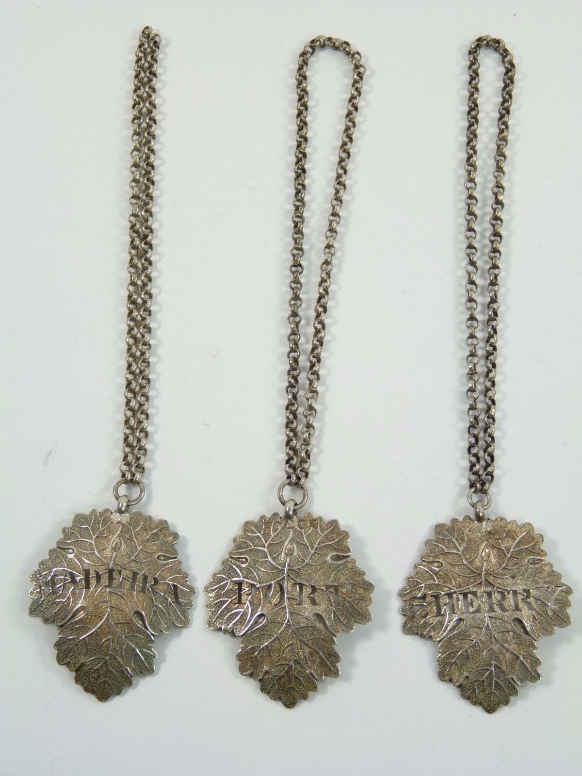 Vintage Sterling Silver Set Of 3 Joseph Willmore William IV Decanter Labels photo furniture
