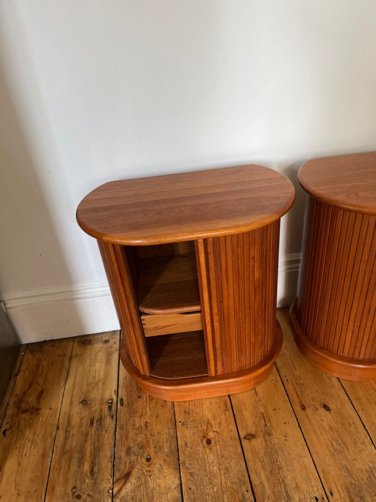 Danish Teak Bedside Cabinets By Dyrlund W Tambour Doors photo vintage