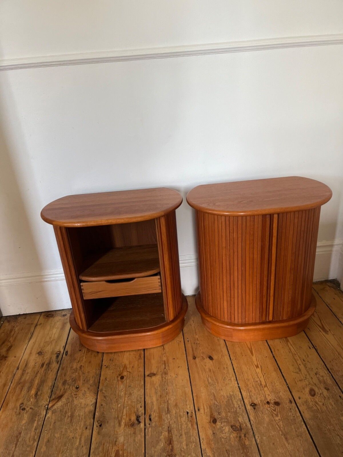 photo furniture Danish Teak Bedside Cabinets By Dyrlund W Tambour Doors