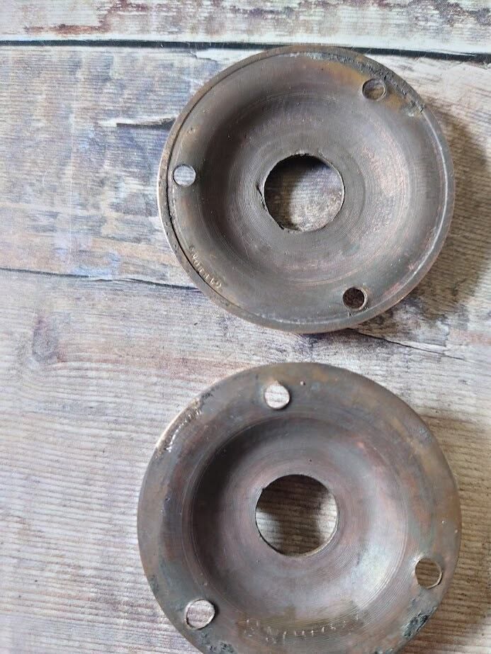 photo for sale 1 Pair Antique Copper Brass Door Knobs, Victorian Rose Brass Door Knobs, Gibbons Wolverhampton Brass Door Knobs