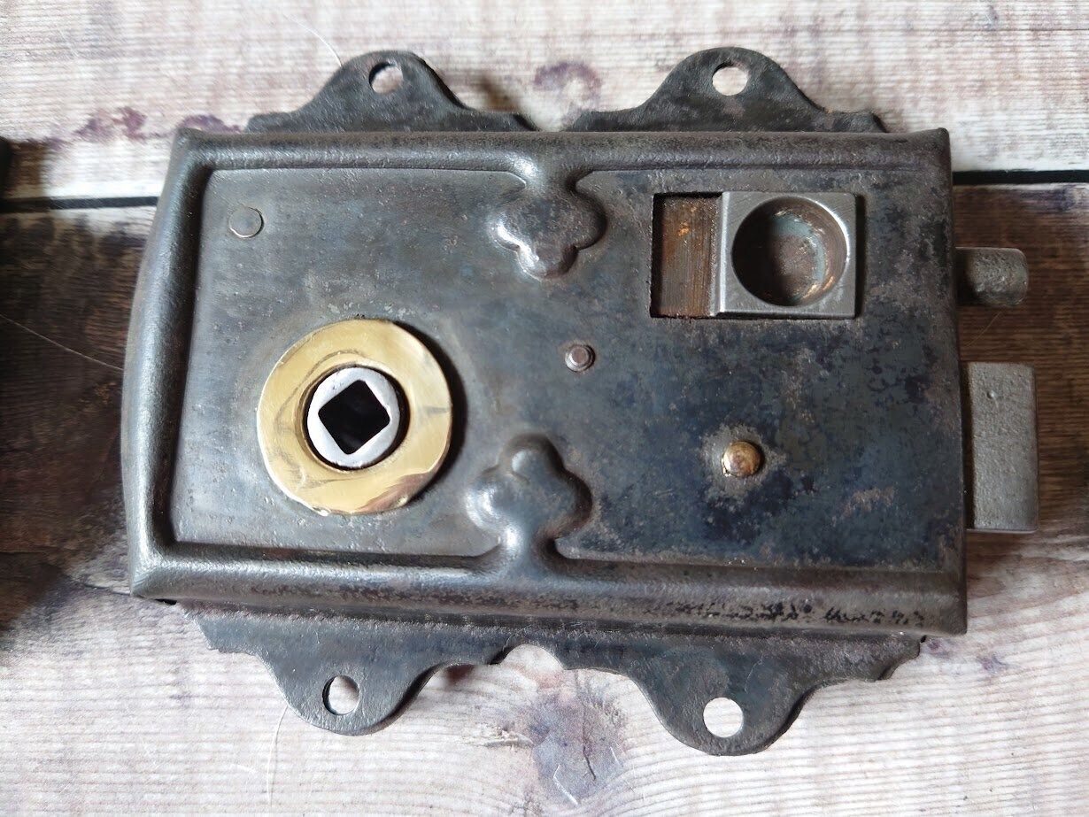 photo furniture Vintage Steel Lock With Iron Keep, Vintage Sliding Lock, Old Latch