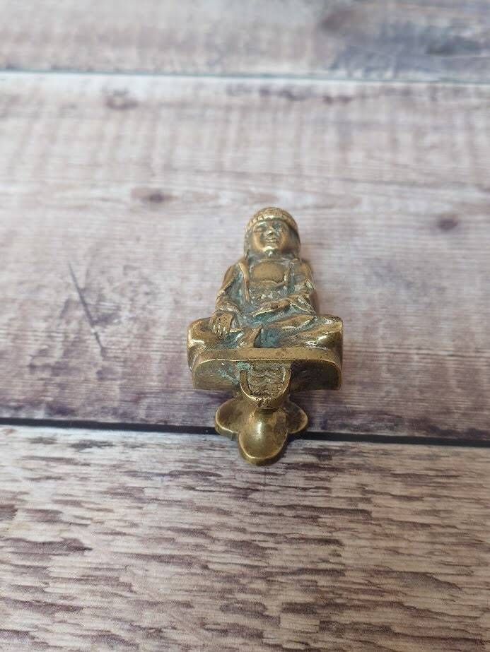 Small Buddha Brass Door Knocker, Collectible Brass Door Knocker, Buddha Bedroom Door Knocker photo for sale