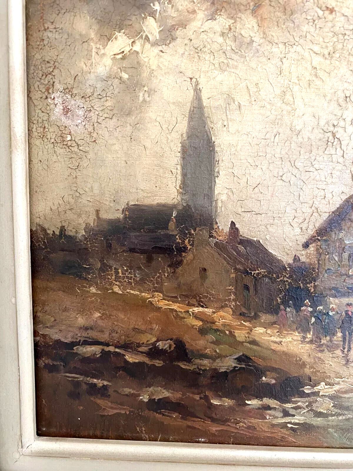 Oil On Panel By Isorel "View Of The Port" 20th Century photo for sale