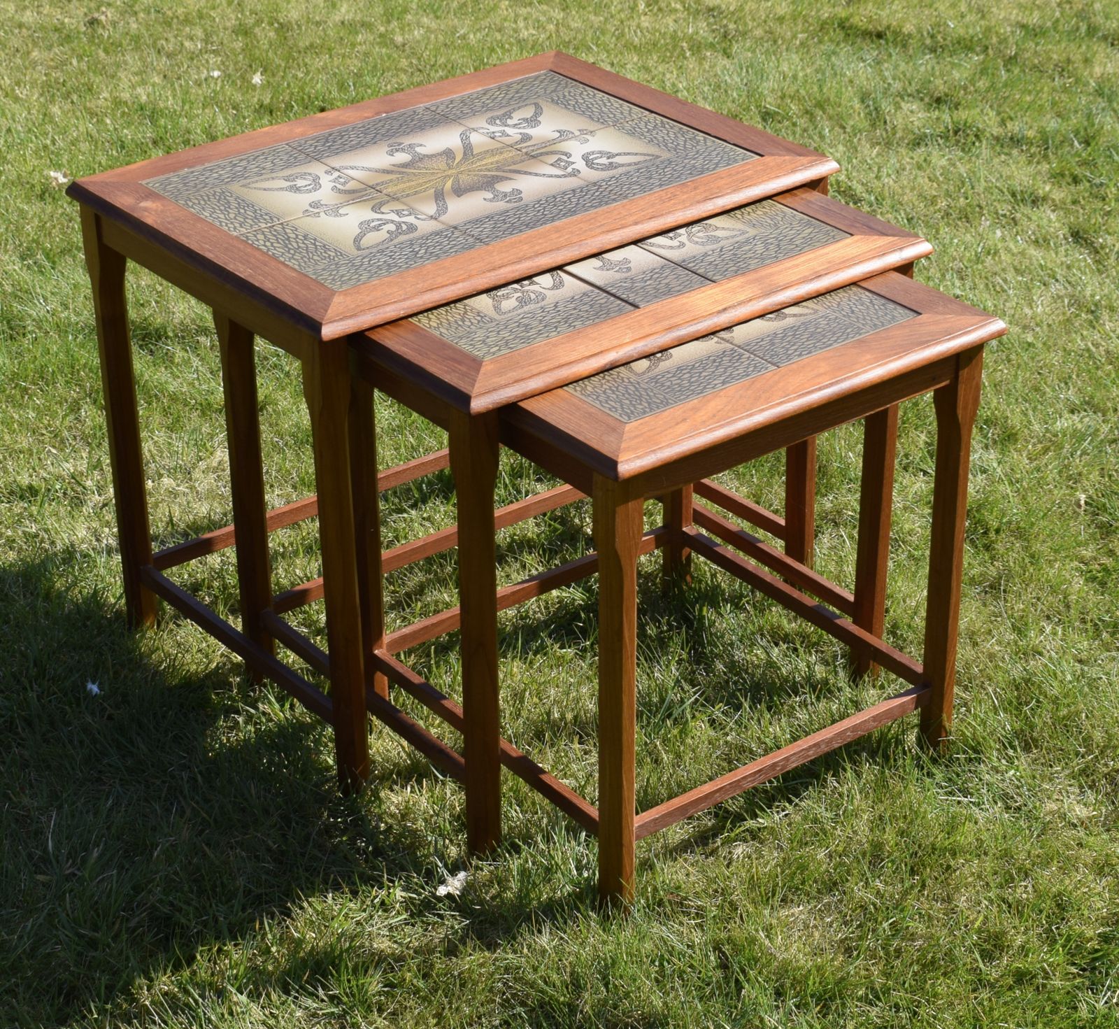 photo for sale Danish Tiled Top Teak Nest Of Tables