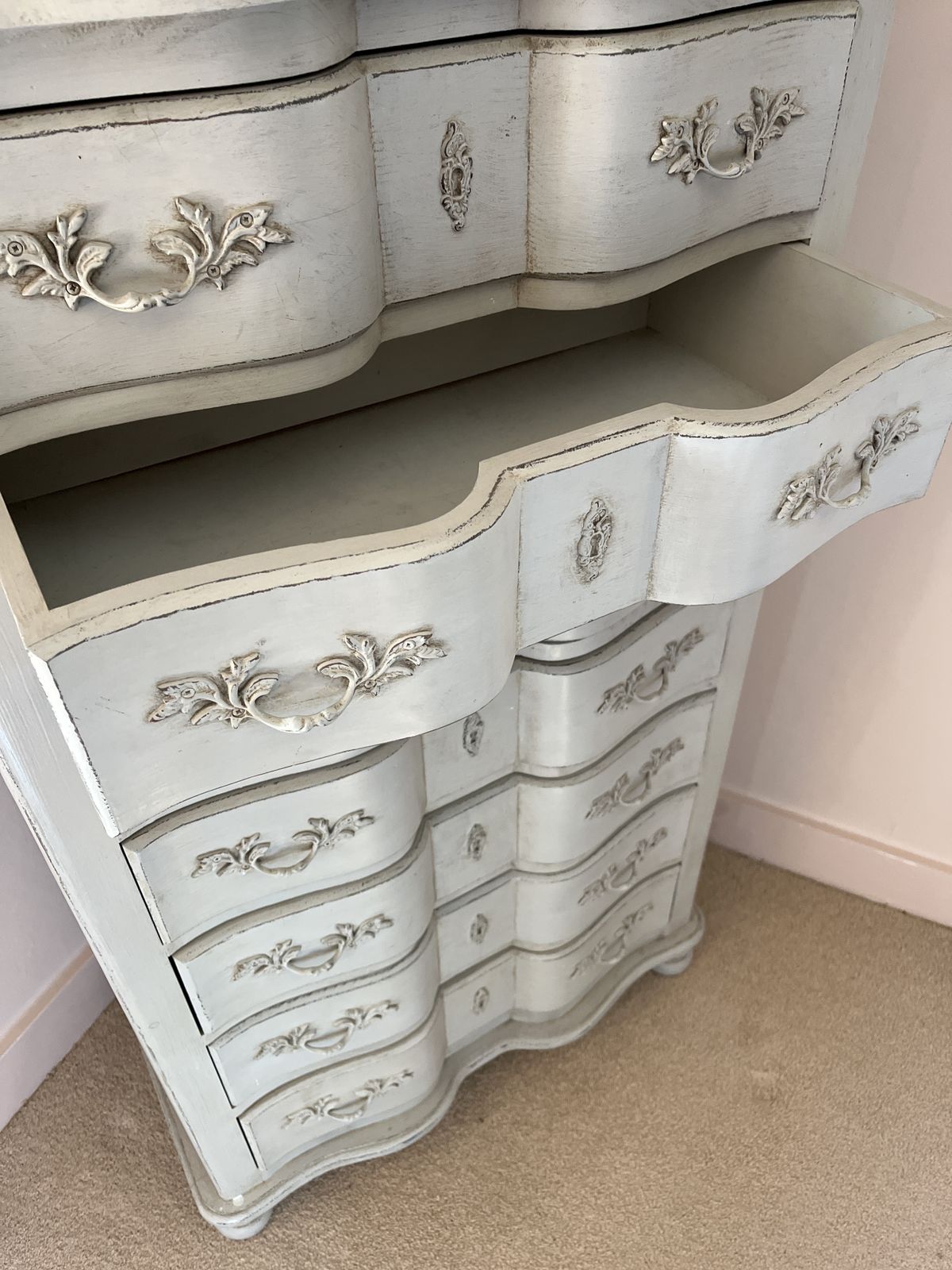 Tall French Grey Vintage Chest Of Drawers photo 599.0