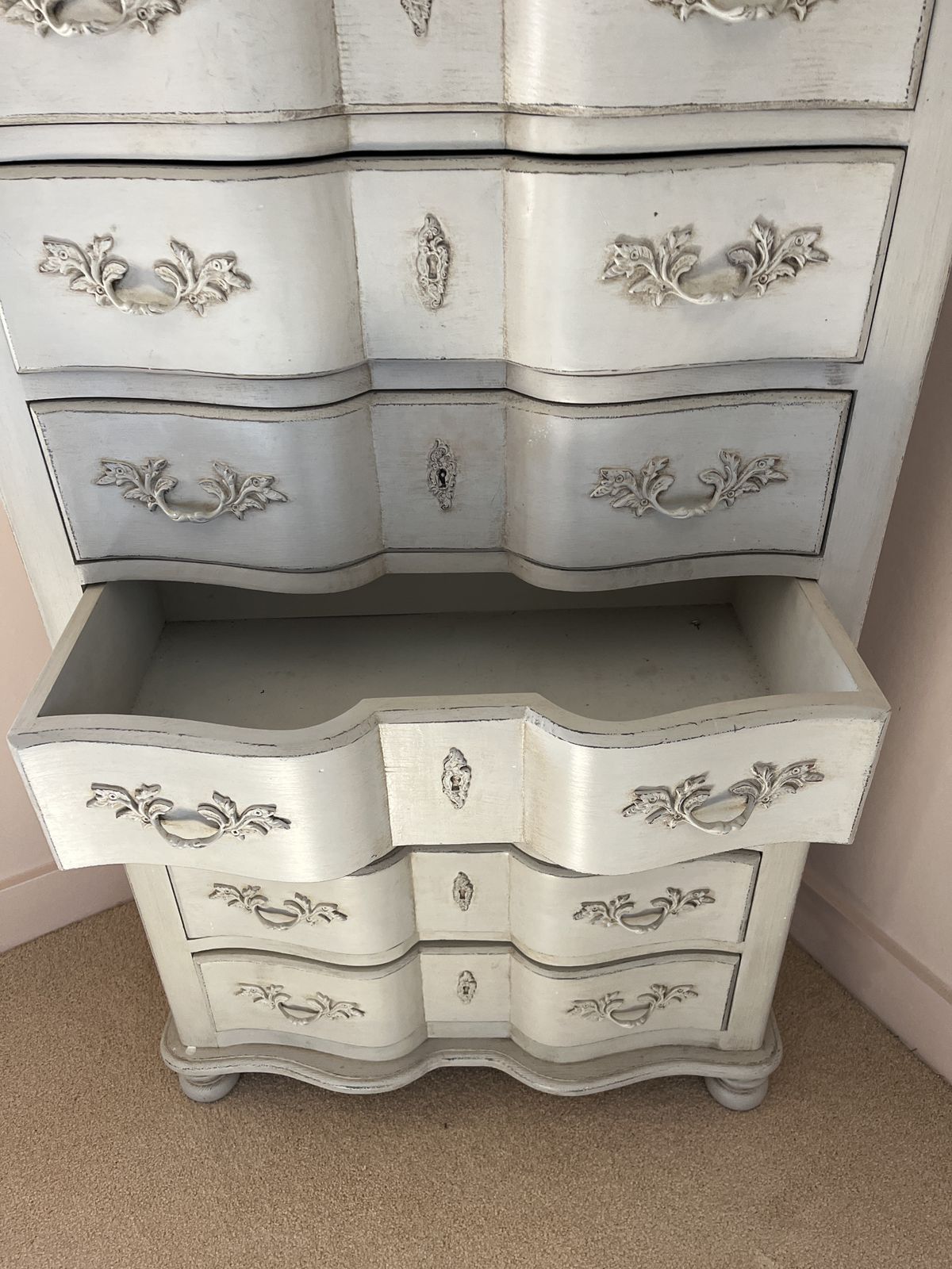 Tall French Grey Vintage Chest Of Drawers photo buy