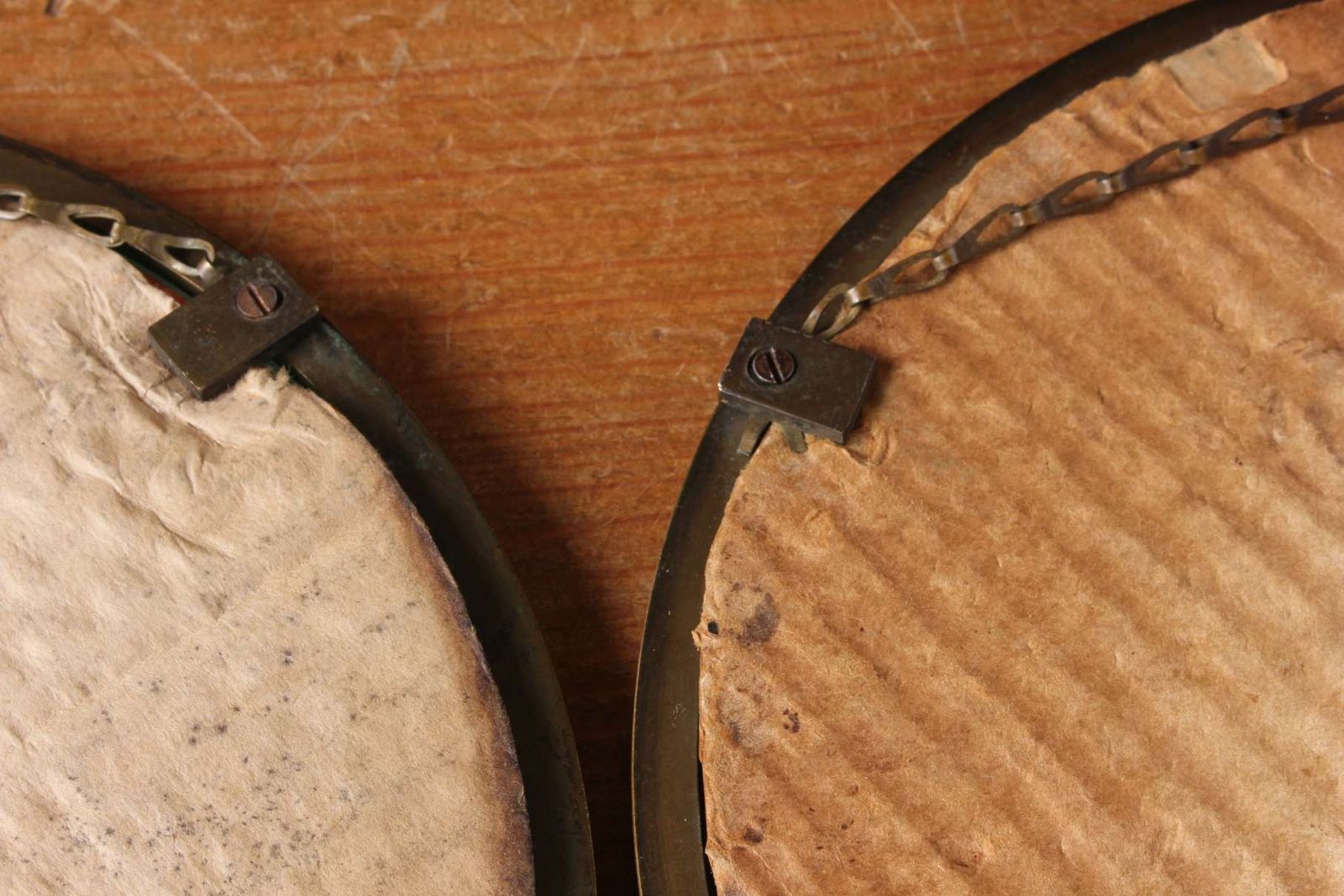 Home Decor Pair Of Antique Bronze Round Mirrors. Two Hanging Wall Mirrors. C1900. photo