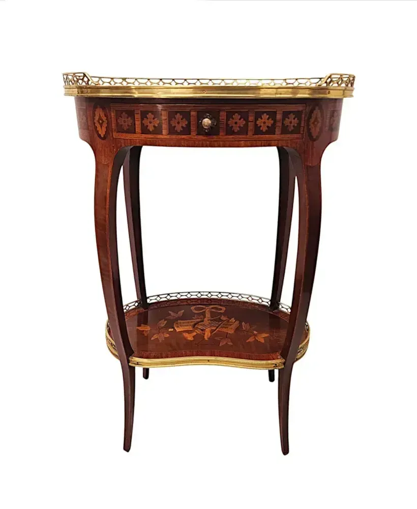 A Very Rare Early 20th Century Marquetry Inlaid Mahogany And Rosewood Lamp Or Occasional Table Labelled 'Haentges Freres, Paris' photo Furniture