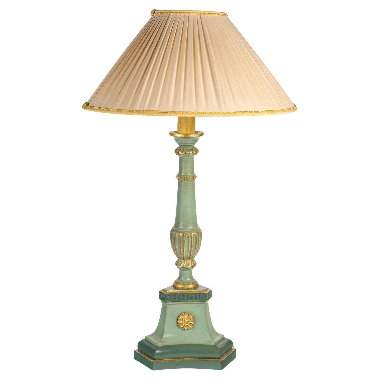 Carved, Lacquered And Gilded Wood Lamp, 1950 1960, Louis XVI Style.