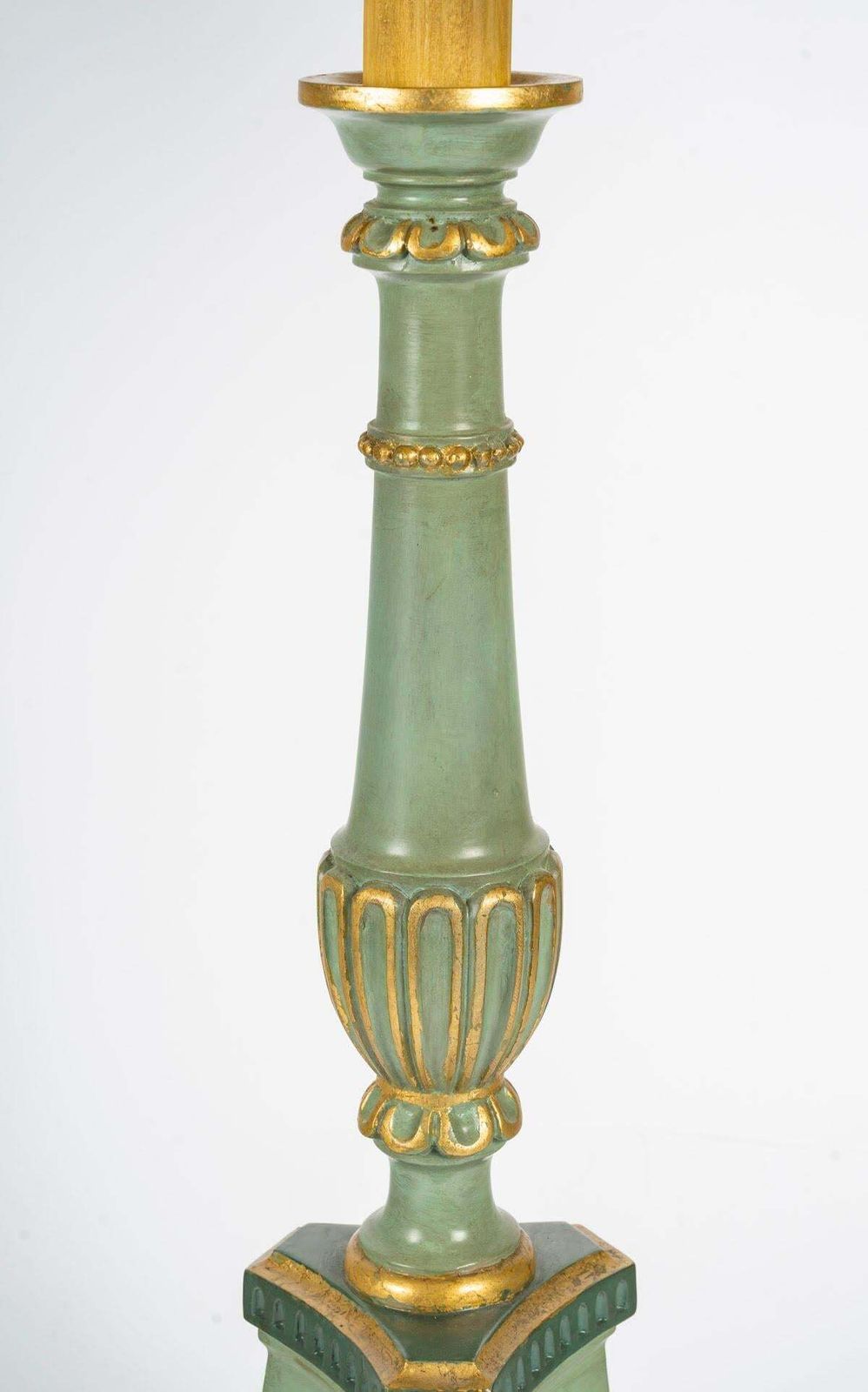 Carved, Lacquered And Gilded Wood Lamp, 1950 1960, Louis XVI Style. photo for sale