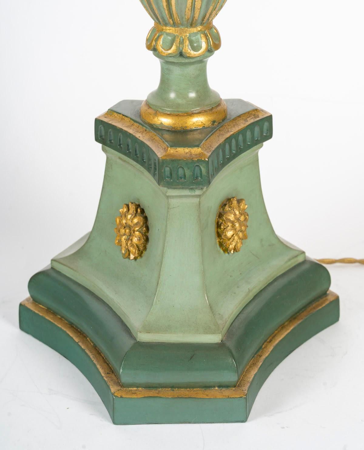 Carved, Lacquered And Gilded Wood Lamp, 1950 1960, Louis XVI Style. photo Lighting