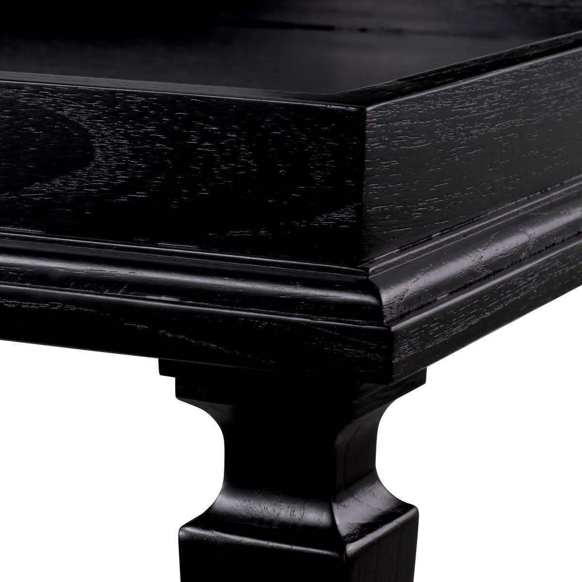 Pair Of Black Lacquered Wooden Side Tables, End Of Sofa. photo for sale