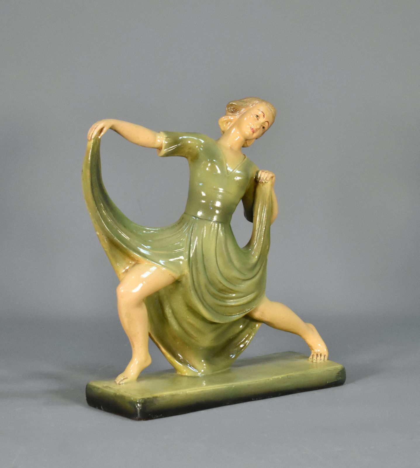 Art Art Deco Dancer Figurine In Plaster By Jean Carli photo