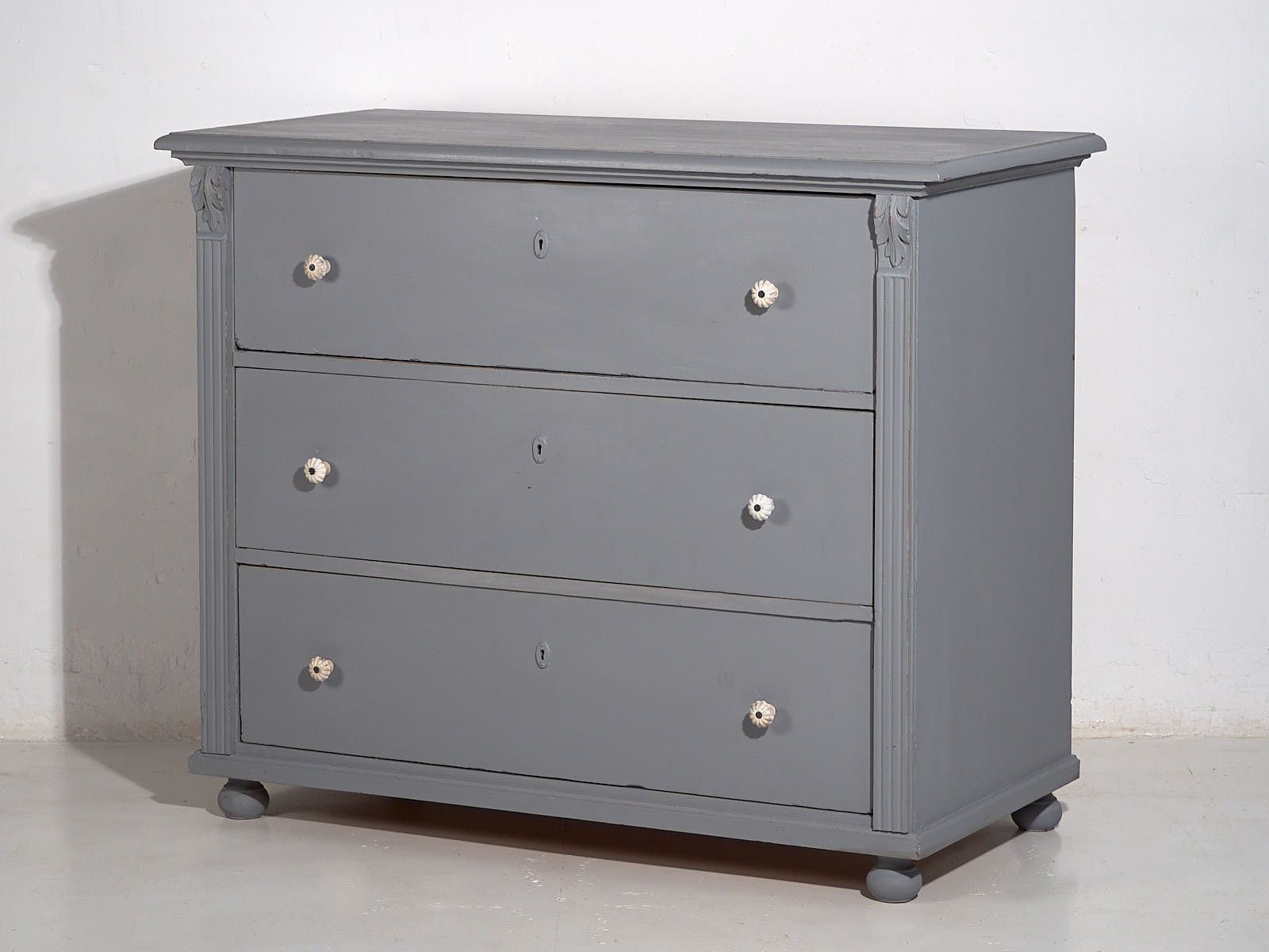 Furniture Antique Gray Chest Of Drawers (C.1920) #19 photo