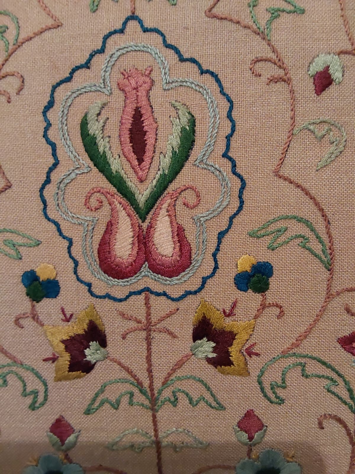 Beautiful Embroidered Fire Screen With Light Oak Surround photo Home Fixtures
