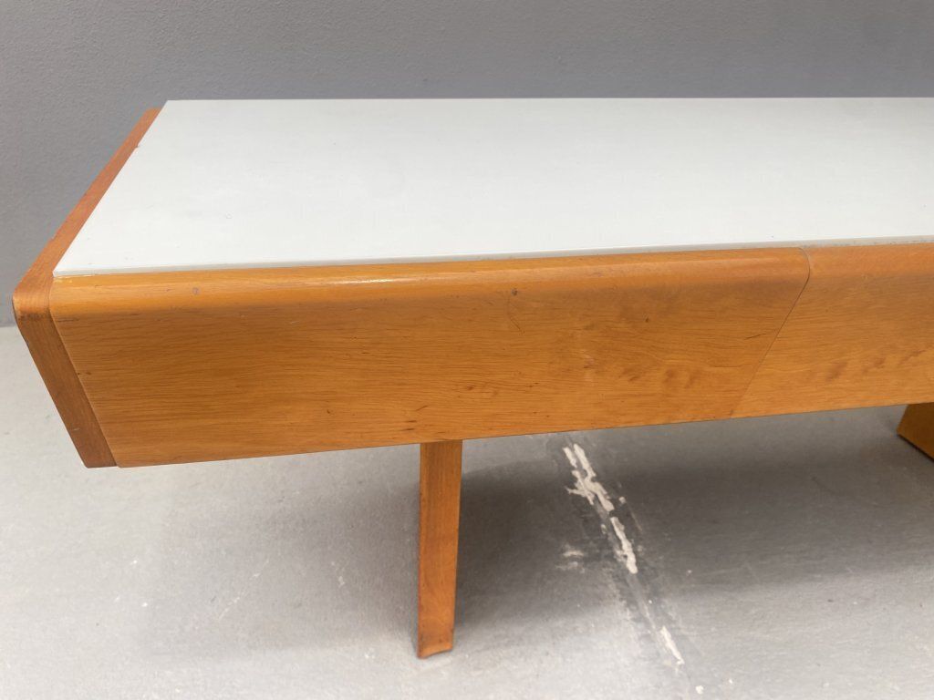Vintage Wooden Low Console With Opaline Glass, 1960 photo buy