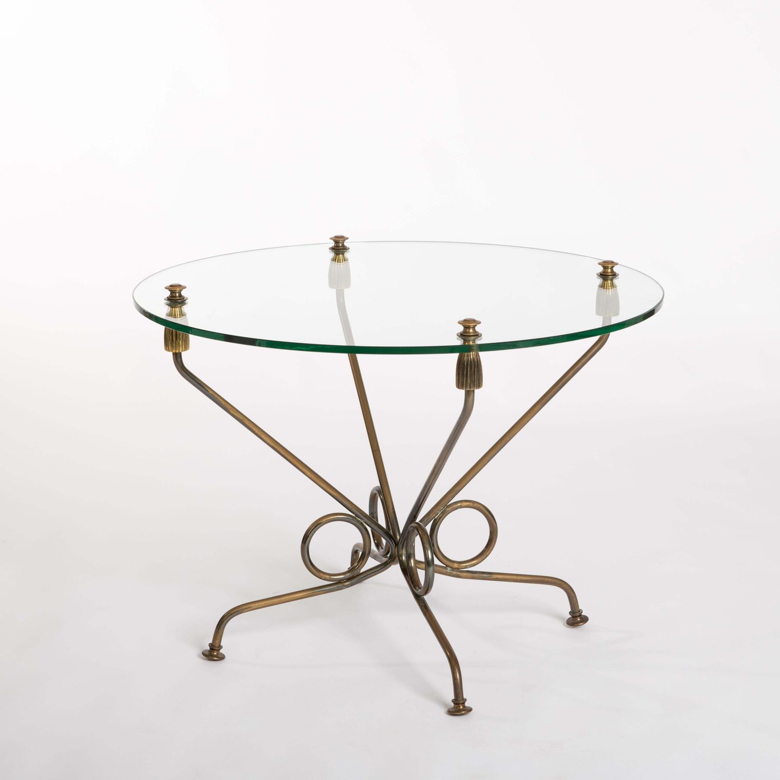 Italian Mid Century Coffeetable Brass Plated Iron Base And Glass Top, 1950s photo 2708.0