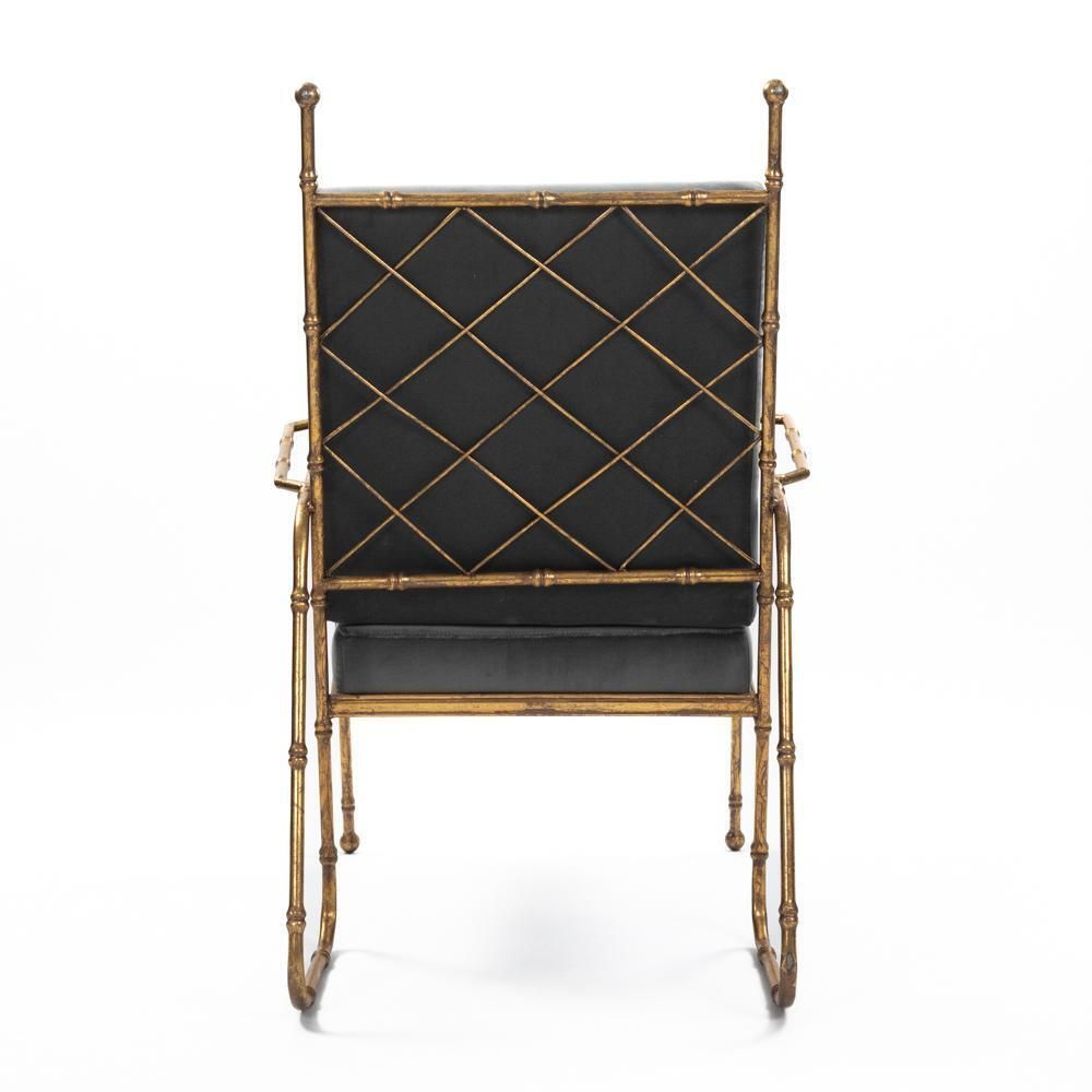 photo furniture Pair Of French Mid Centruy Gilt Iron Faux Bamboo Armchairs Grey Velvet 1980s