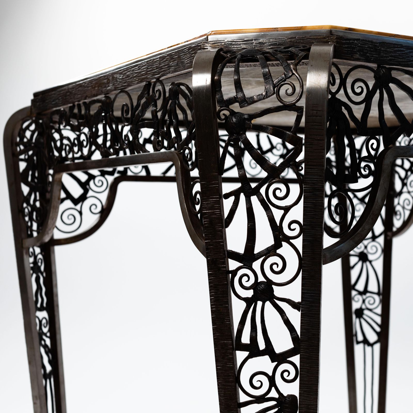 French Forged Iron Art Déco Center Table By Malatre Et Tonnelier, 1930s photo buy