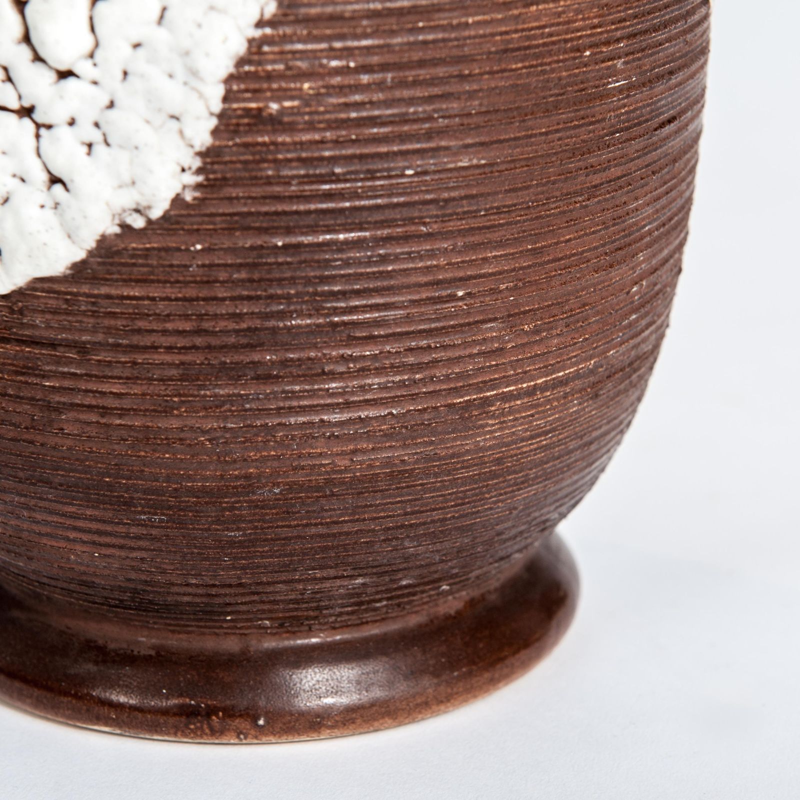 photo for sale Pair Of French Art Deco Ceramic Vases Brown Offhwite By Louis Auguste Dage