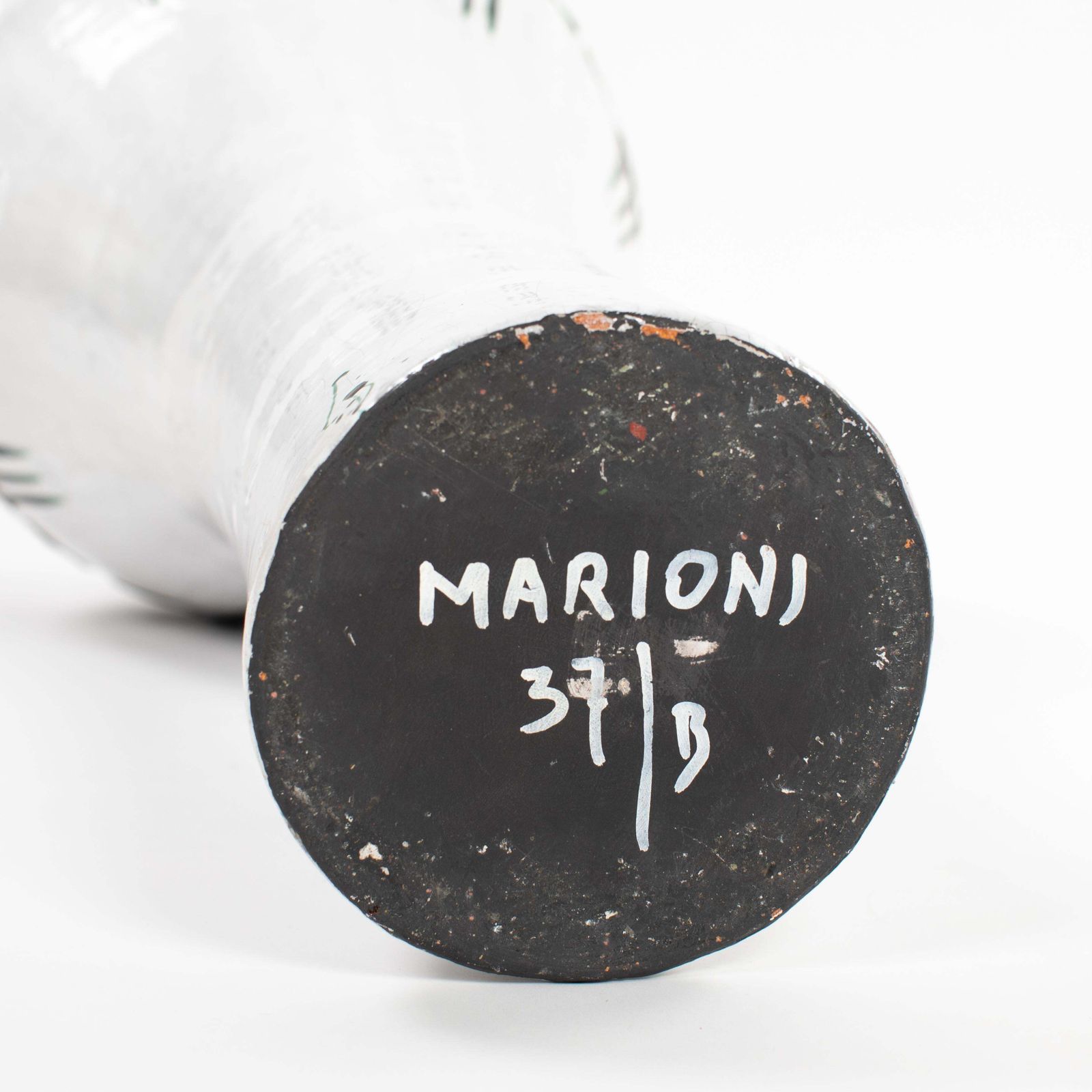 photo for sale Italian Mid Century Black And White Vase In Raku Design, Signed Marioni 1970s