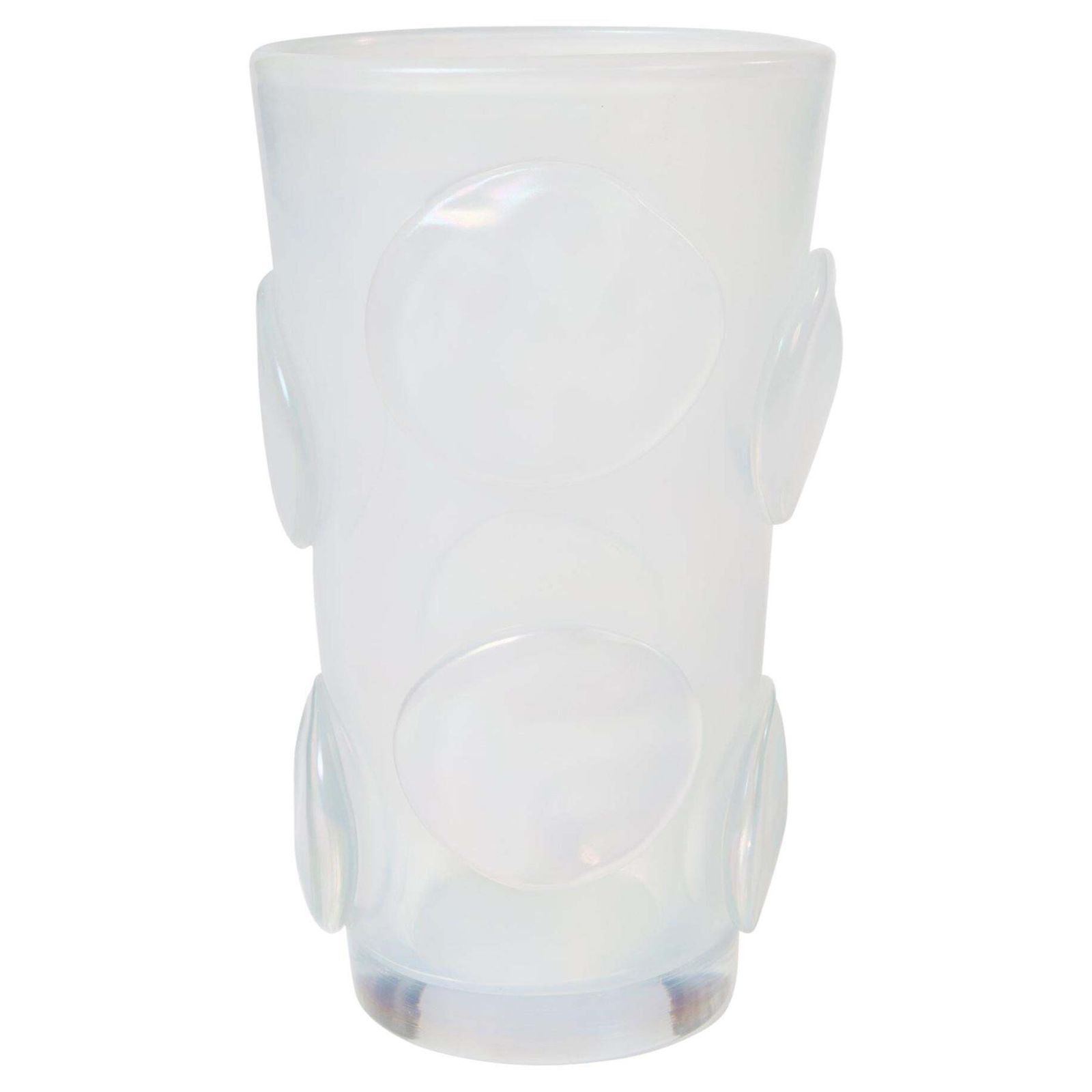 Modern Italian Opalescent Murano Glass Vase With Applications By Pino Signoretto