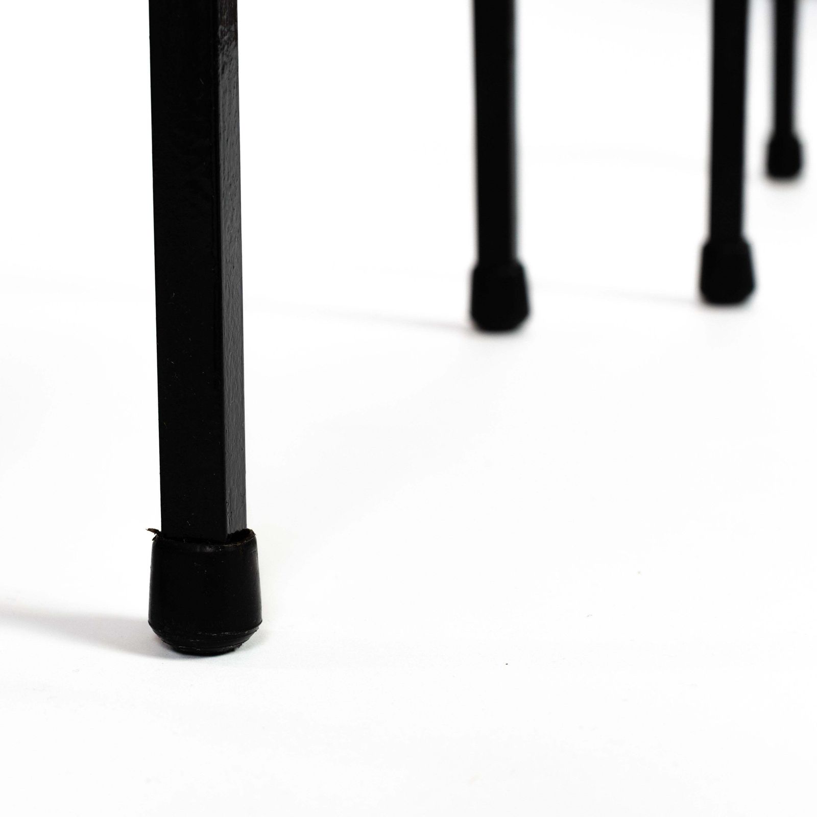 photo furniture 3 French Mid Century Ceramic Nesting Tables In Yellow Black, Signed Olivier