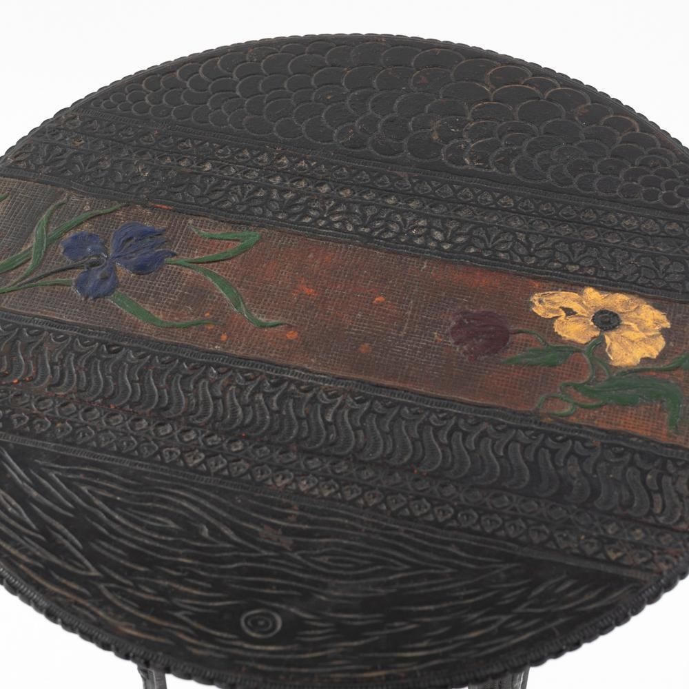 French Art Nouveau Cast Iron Gueridon With Floral Decoration Ca. 1900, Stamped photo vintage