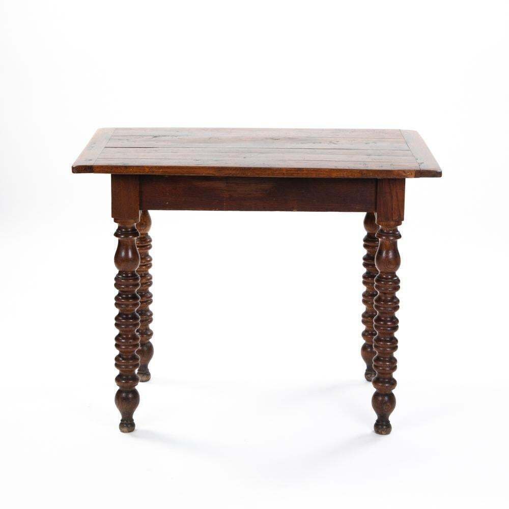 Decorative French Table, Desk Oak Wood With Turned Legs, French 19th Century photo 2493.0