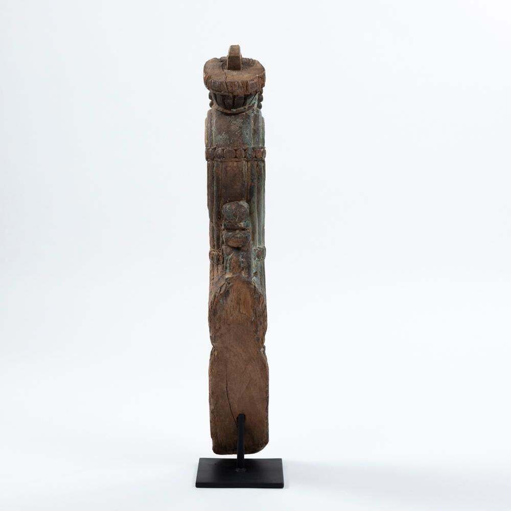 Architectural Wooden Sculpture Original Green Turquoise Paint India 18th Century photo for sale