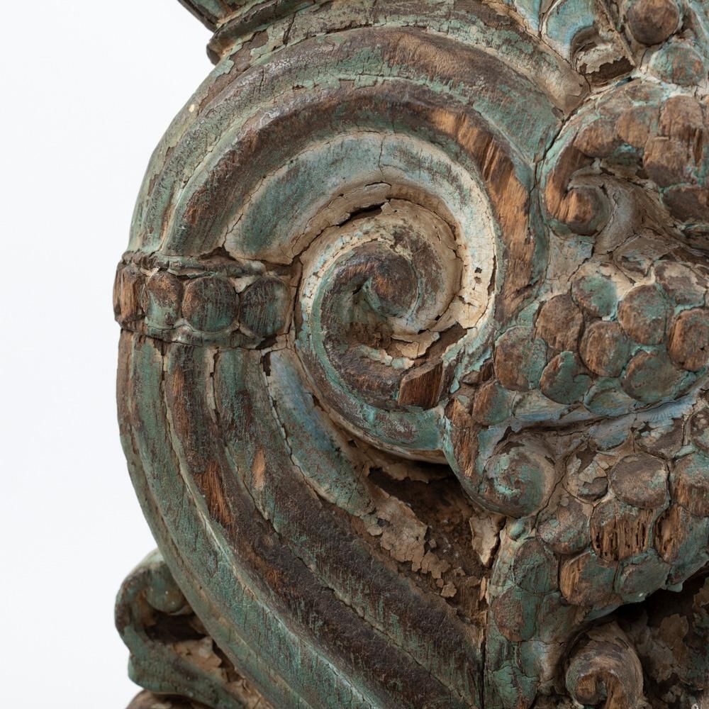 photo furniture Architectural Wooden Sculpture Original Green Turquoise Paint India 18th Century