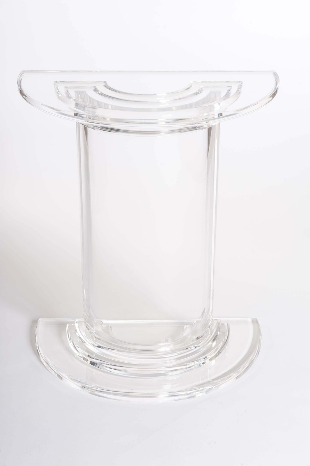 Mid Century Italian Plexiglass Console Table With Crystal Glass Table Top 1970s photo for sale