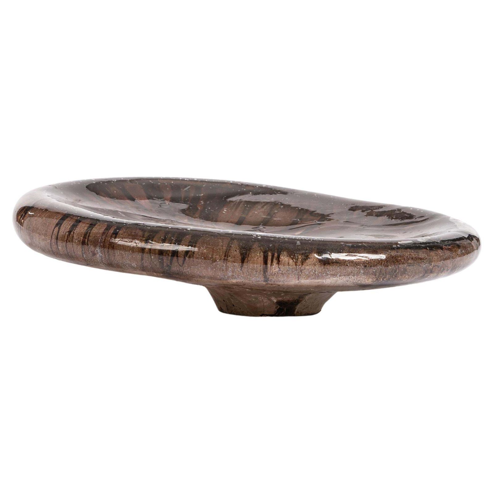 Italian Mid Century Resin Bowl In Brown Gold Tones Florenze 1980s