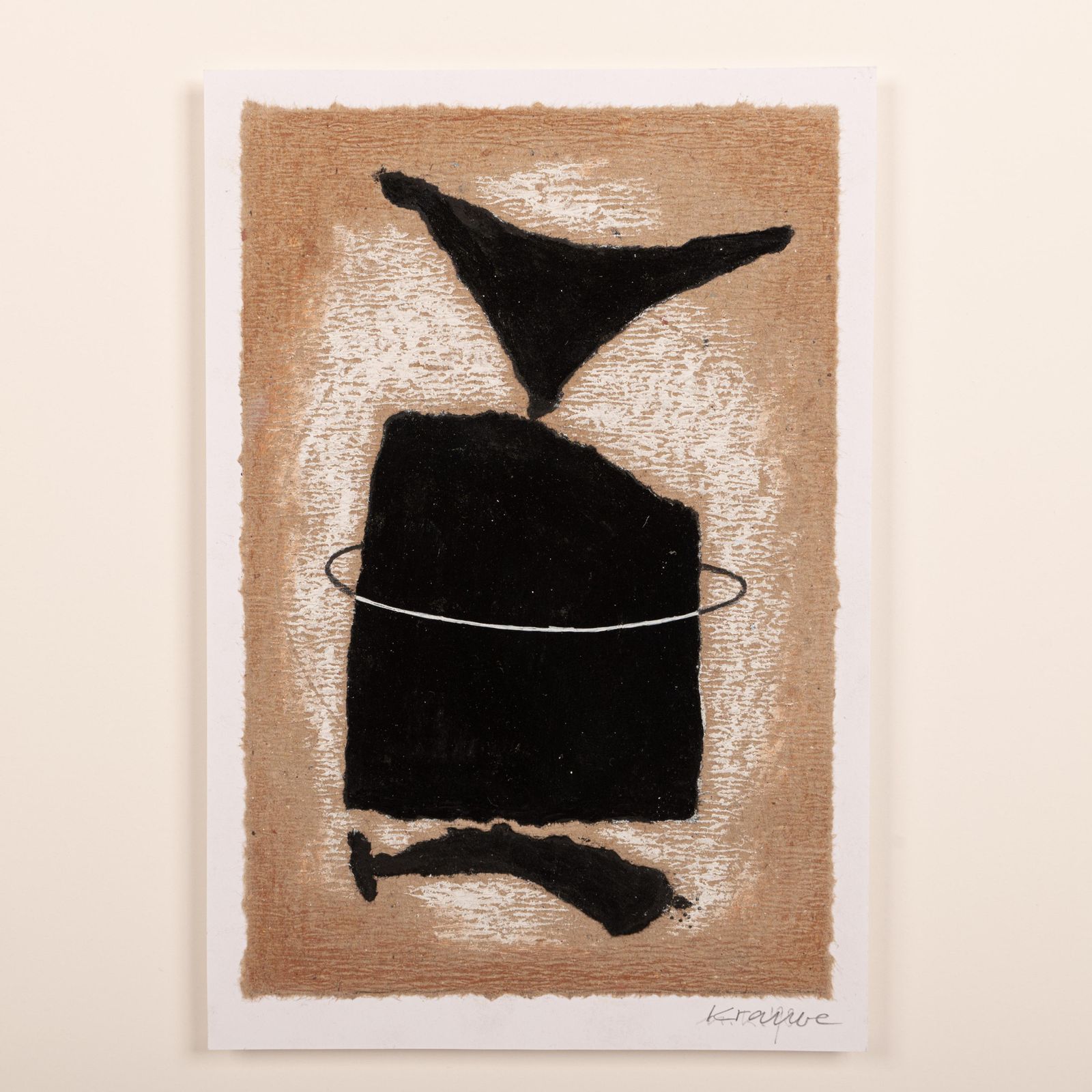 Pair Of Abstract Collages Brown Black Monogrammed And Dated Norbert Krabbe, 1997 photo furniture