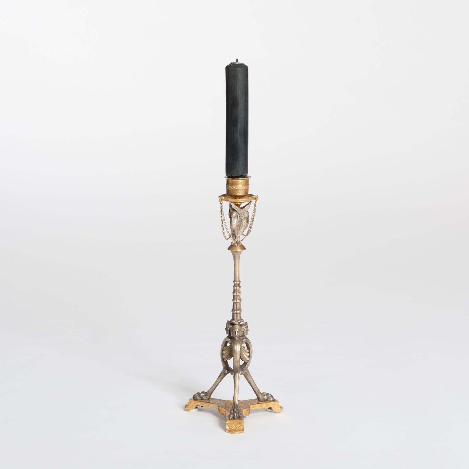 Pair Of French Napoleon III Candlesticks Bronze & Bronze Firegilt By A. Daubrée photo furniture