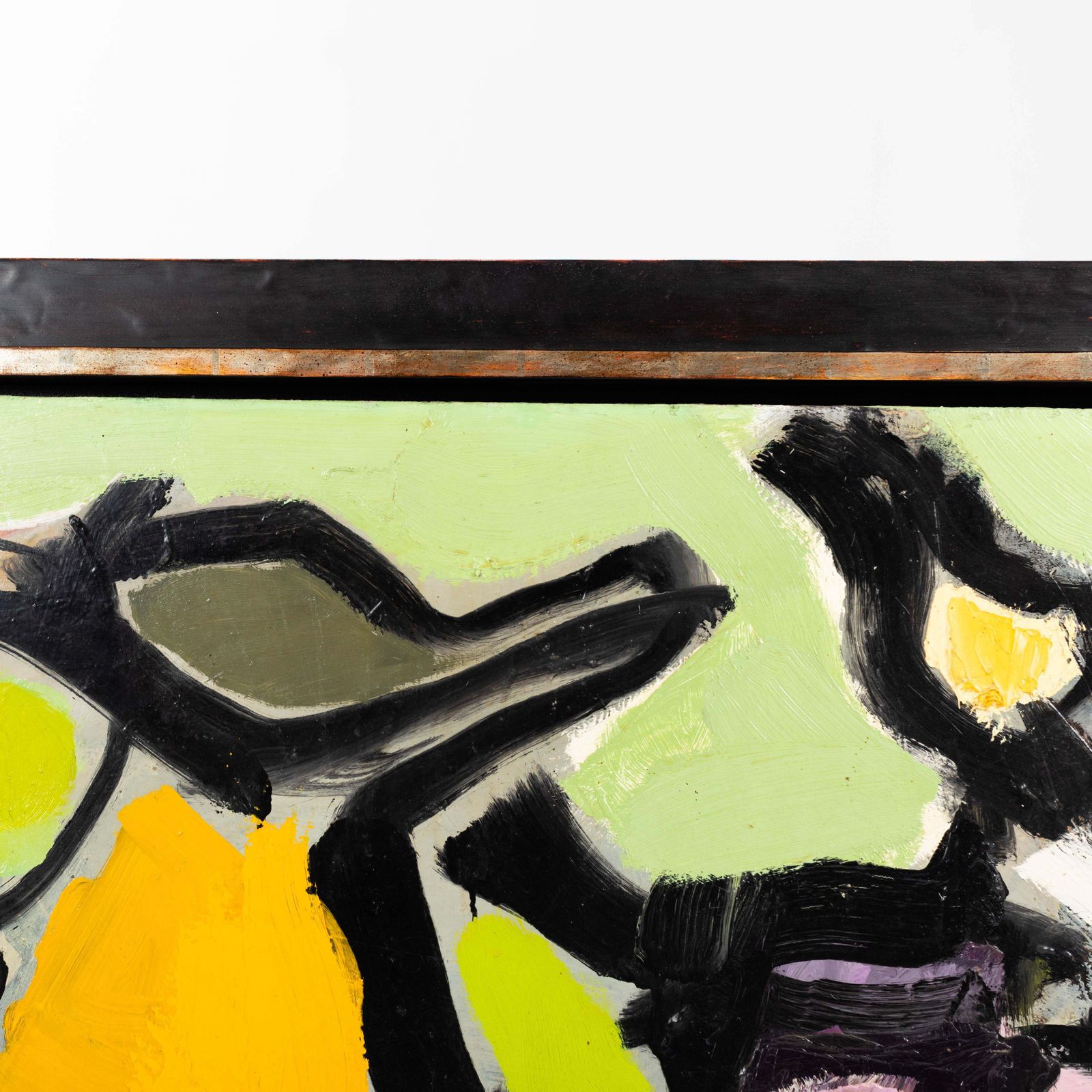 Abstract Still Life In Green Orange Black By The French Painter Serge Labégorre photo for sale