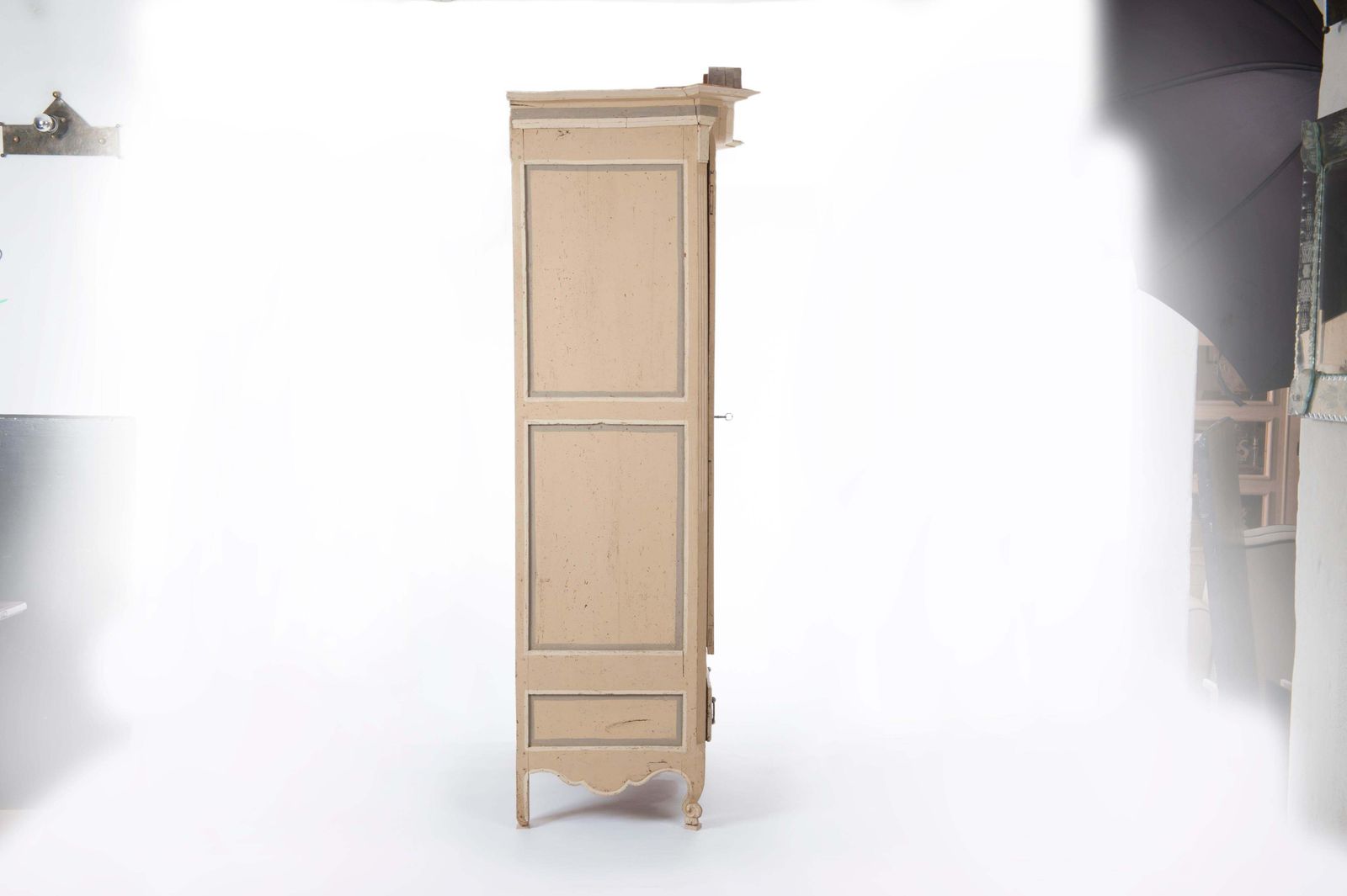 18th Century Painted Cabinet From Provence In Yellow, Grey And Off White photo furniture