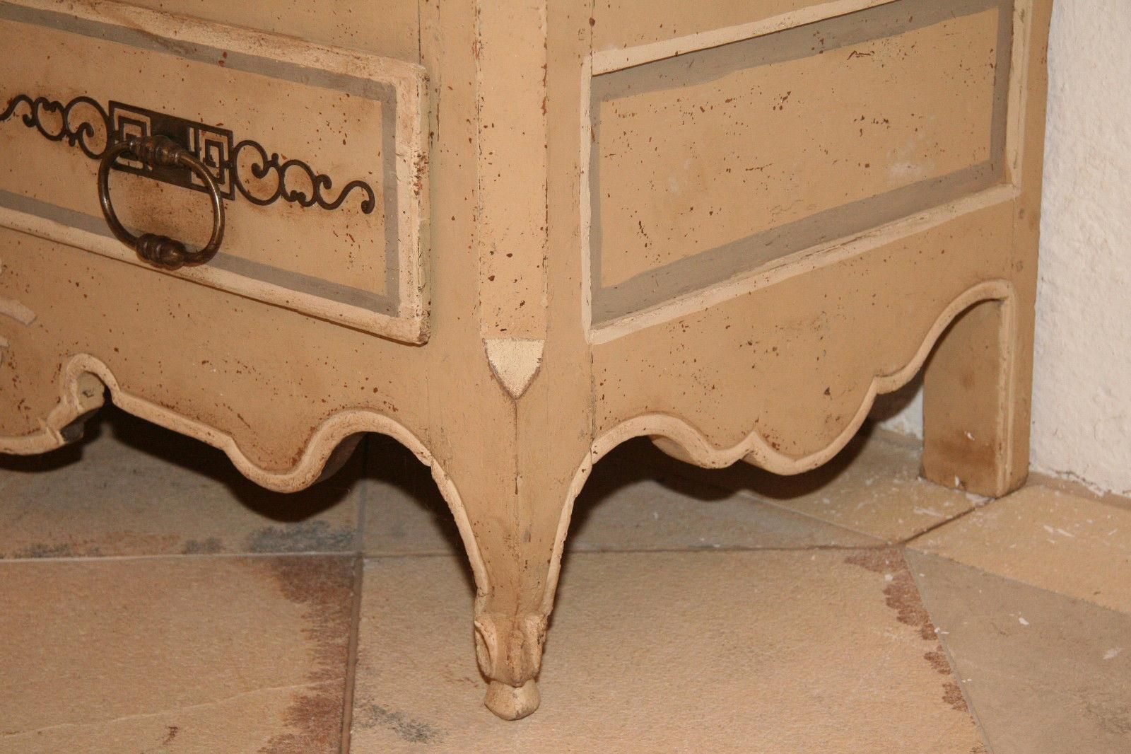 Furniture 18th Century Painted Cabinet From Provence In Yellow, Grey And Off White photo