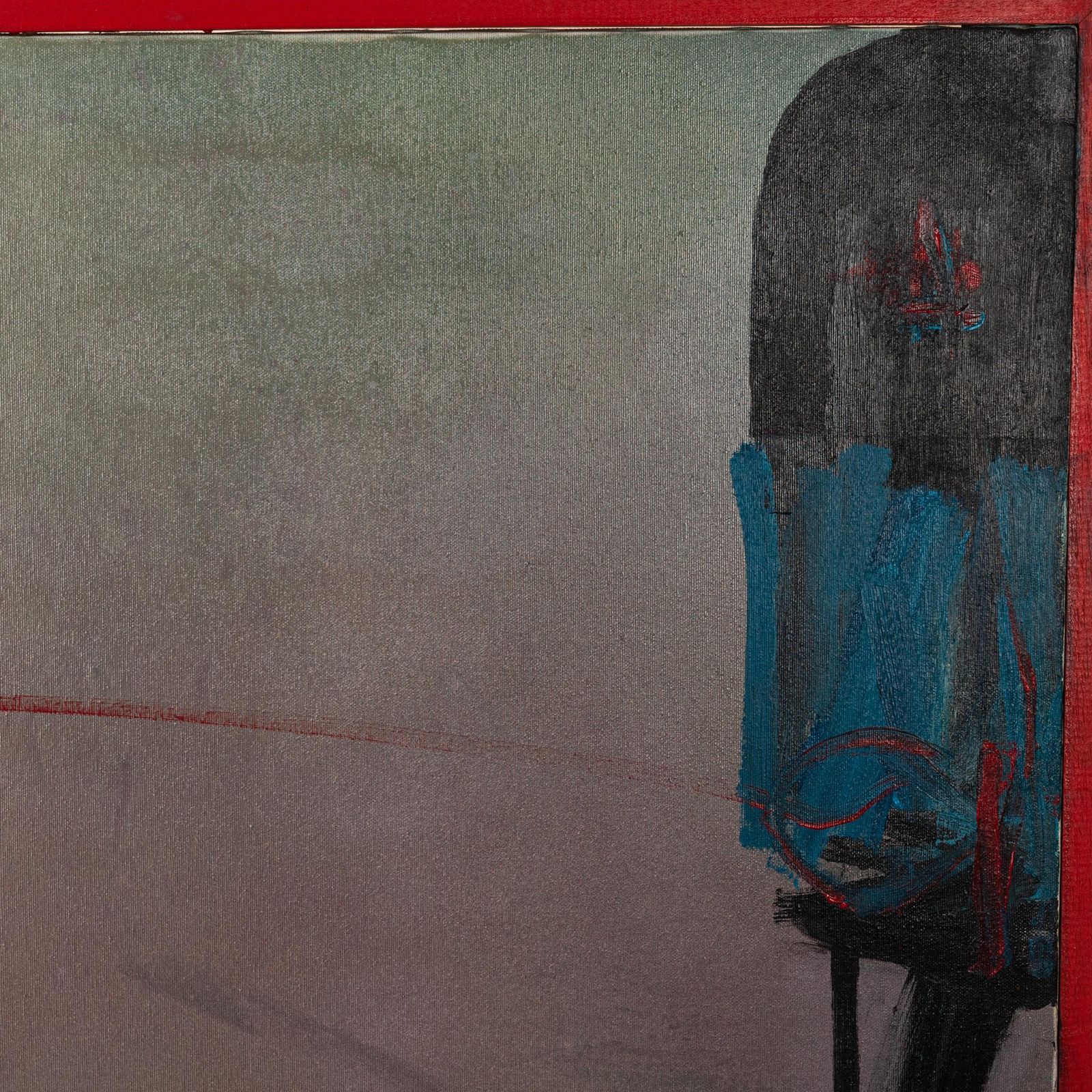 Italian Art Informel Painting Black, Grey, Red, Blue By Danilo Picchiotti, 1987 photo furniture