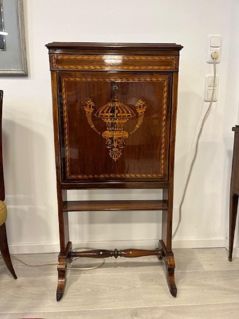Small French Travel Secretary Napoleon III In Rosewood And Boxwood Veneer 1860s photo furniture