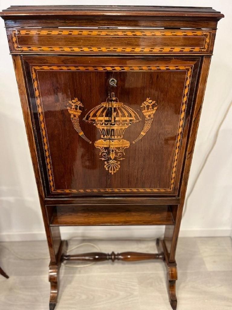 Small French Travel Secretary Napoleon III In Rosewood And Boxwood Veneer 1860s photo Furniture