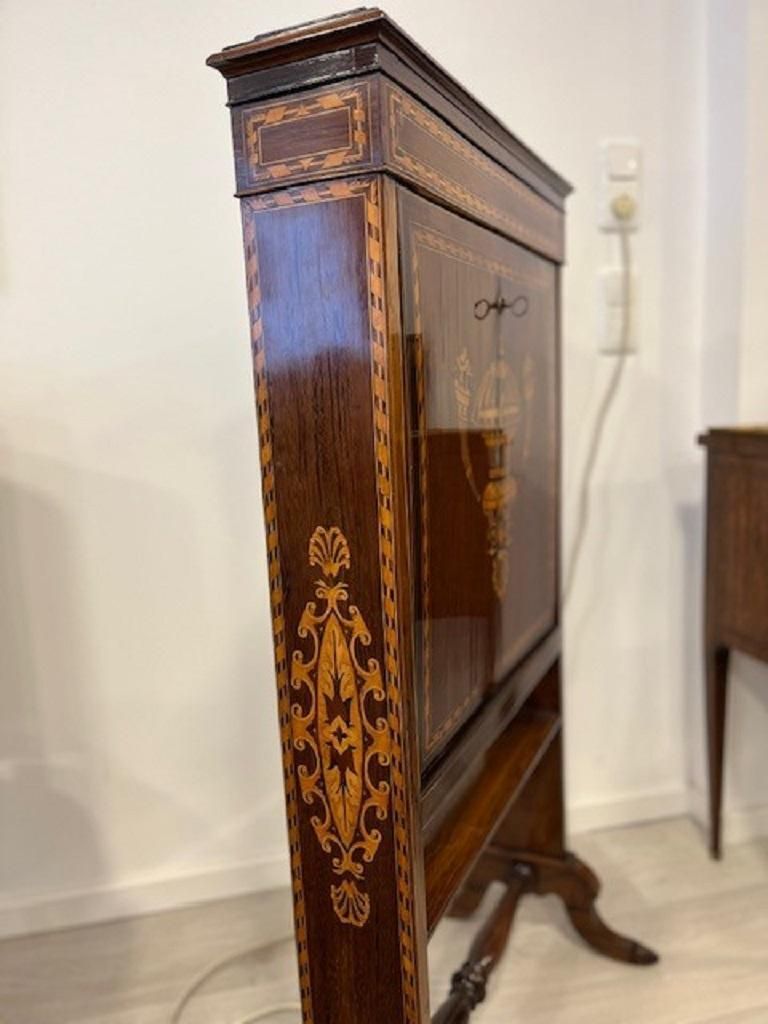 Small French Travel Secretary Napoleon III In Rosewood And Boxwood Veneer 1860s photo vintage