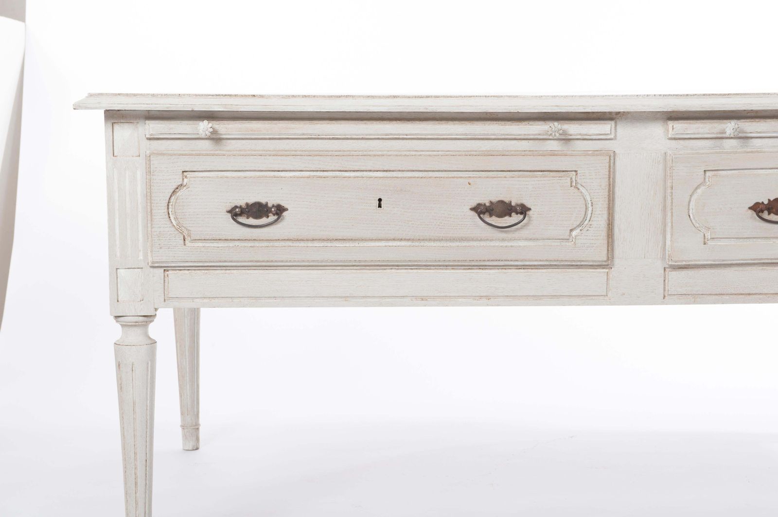 Classic English Commode, Dresser Or Sideboard Light Grey Patinated, 1880s photo vintage
