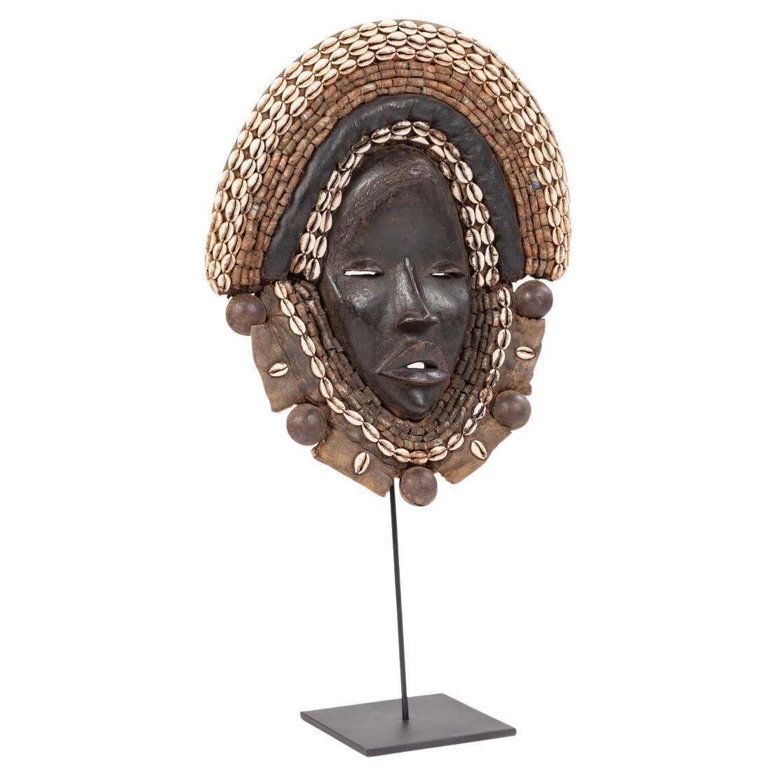 African Dan Yakuba Guard Mask Small Shells And Bells From The Ivory Coast 1970s photo for sale