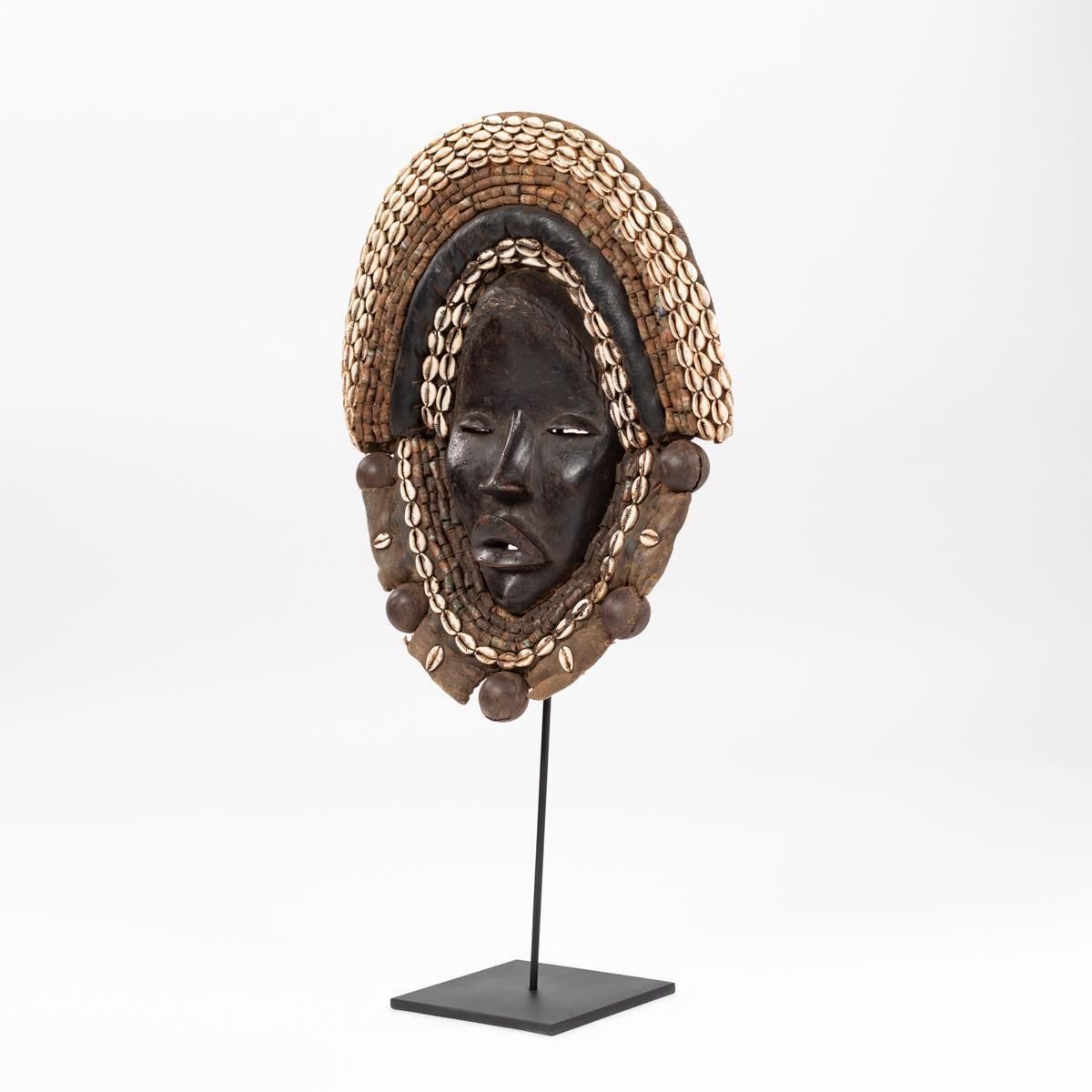 African Dan Yakuba Guard Mask Small Shells And Bells From The Ivory Coast 1970s photo vintage