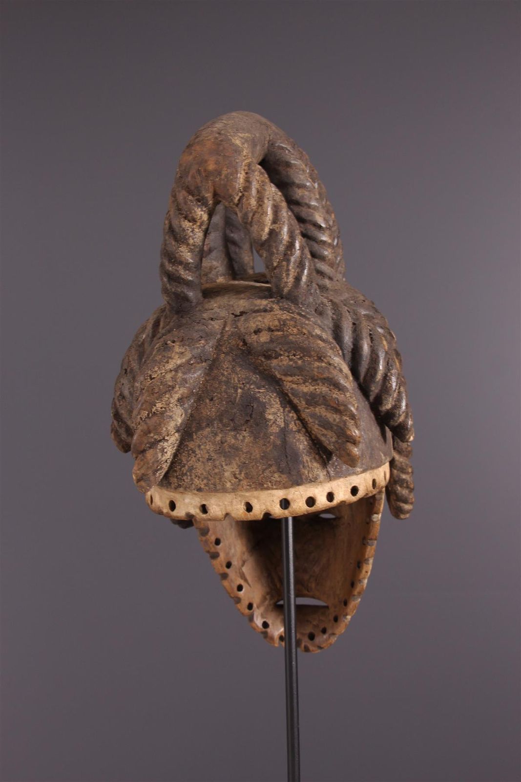 African Wooden Female Igbo Agbogo Tribal Mask Brown Red Beige Nigeria 1970s photo vintage